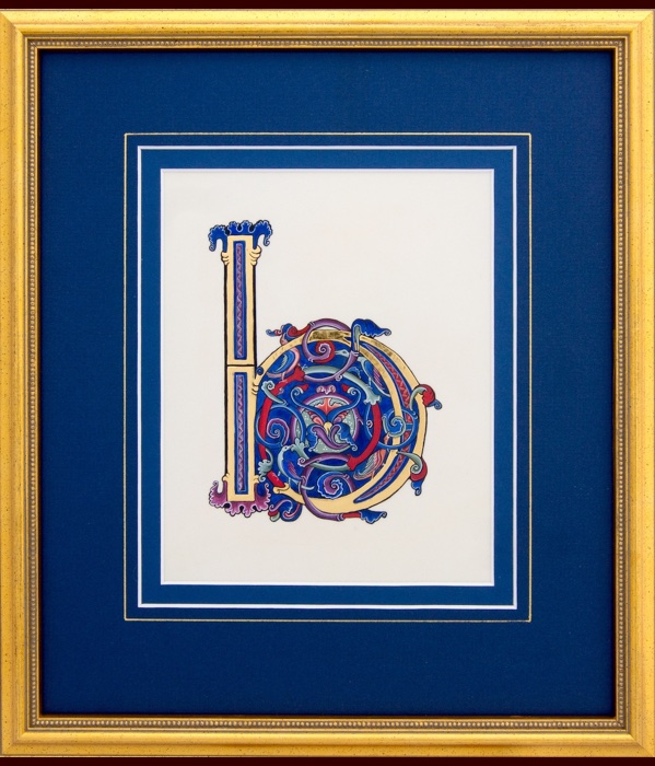 Initial ‘H’ from Deuteronomy<br>(Illumination from Bury Bible